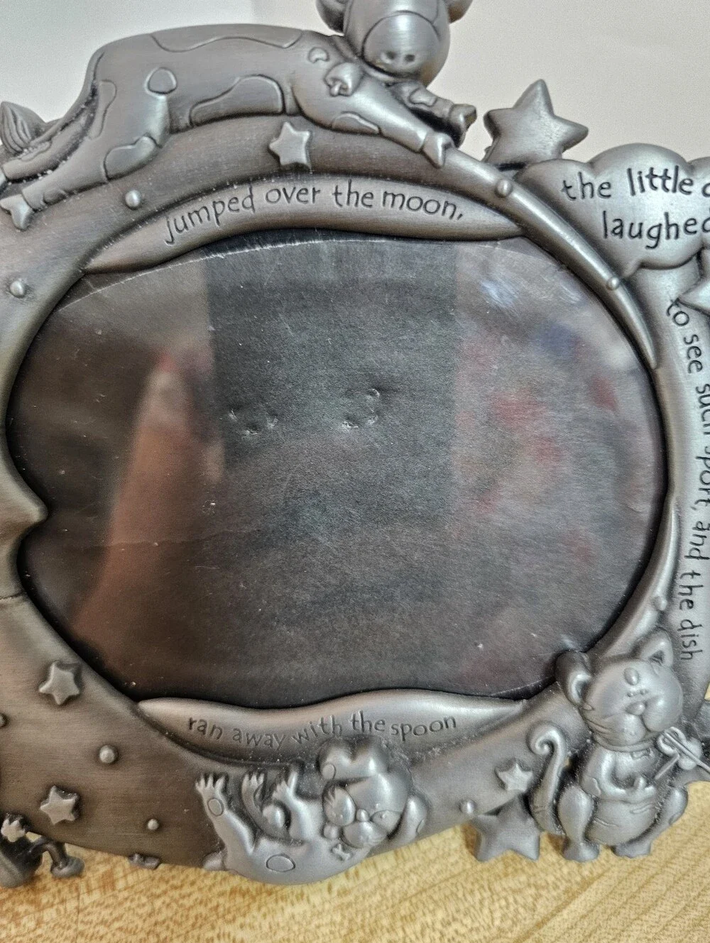 Vintage Hey Diddle Diddle Nursery Rhyme Pewter Finish 3.5x5 Photo Picture Frame